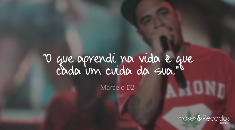 O que aprendi na vida é que cada um cuida da sua. - Marcelo D2